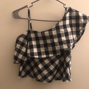 Checked Off-shoulder top